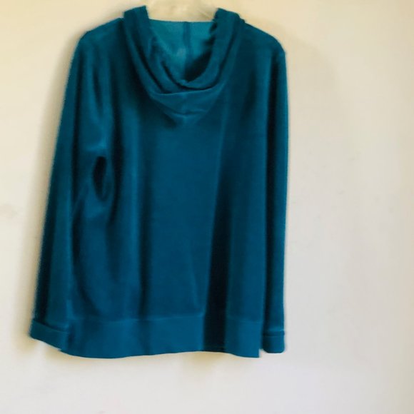 Tek Gear Teal Green Hooded Velour Style Jacket - Picture 5 of 7